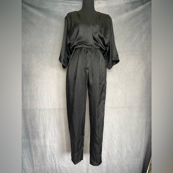 Vintage black satin jumpsuit size small - Picture 1 of 6